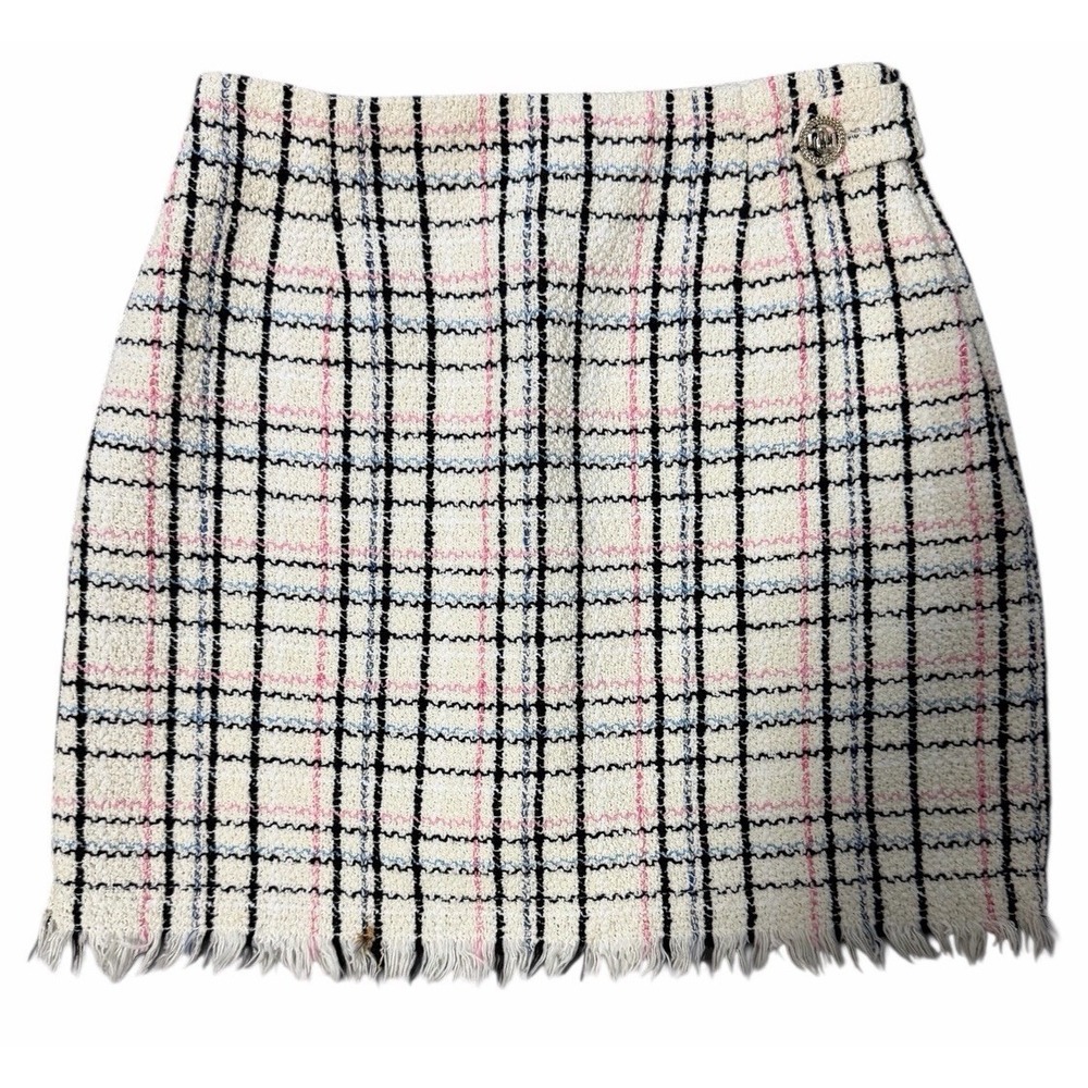 Maje Jianey Tweed Mini Skirt Ecru Women's Size EU 34 /US 4